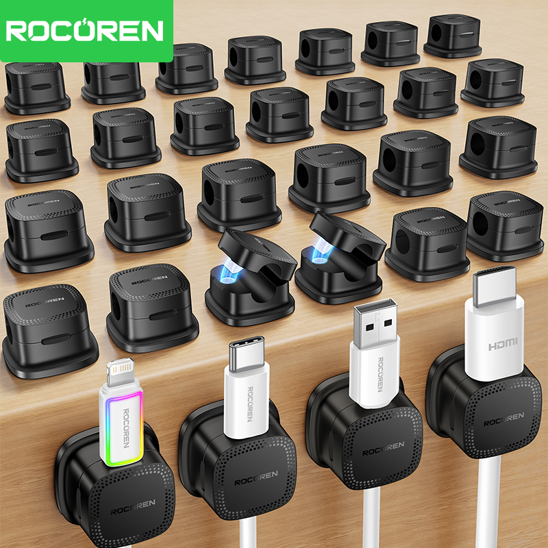 Cable Organizer Magnetic - ROCOREN 30 Pezzi Clip Organizzatori Magnetici