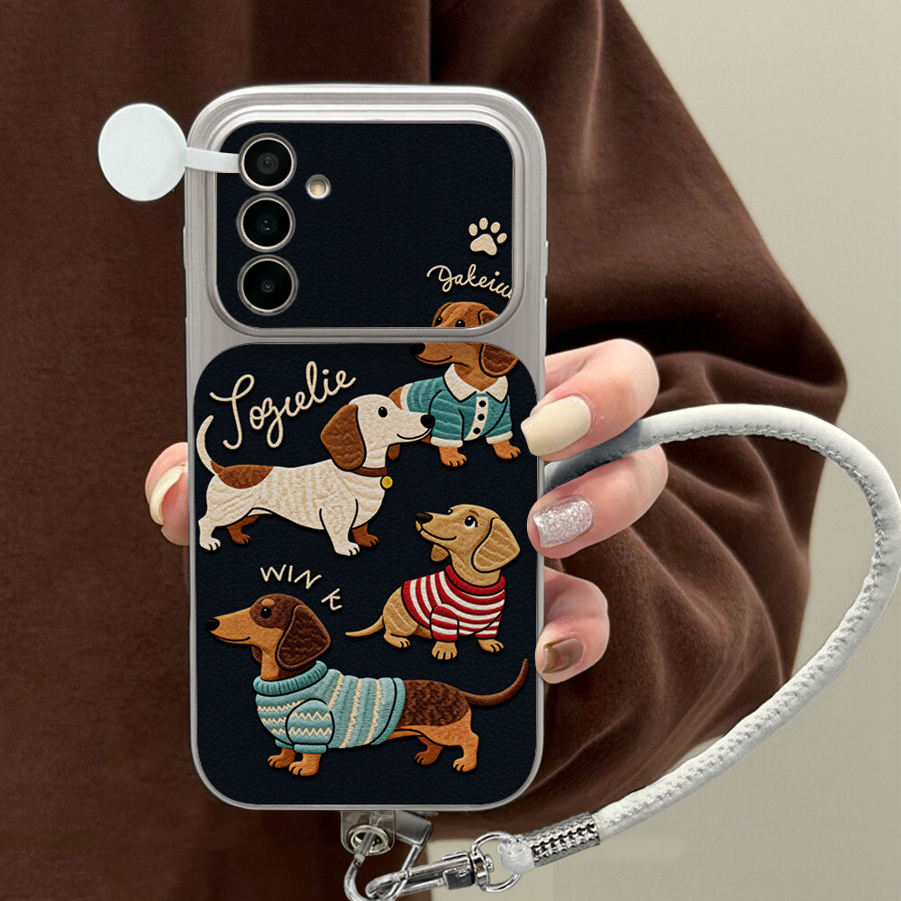 Lanyard Phone Strap - Custodia per telefono in pelle Lychee
